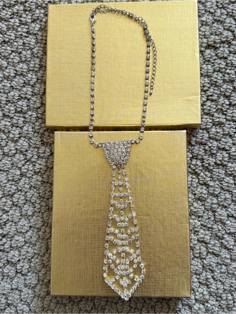 Silver-tone Statement Tie Pendant Necklace - Silver